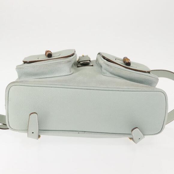 GUCCI Bamboo Backpack Suede Outlet Light Blue Gold 003 2058 9016 Auth 145652 - Picture 5 of 16